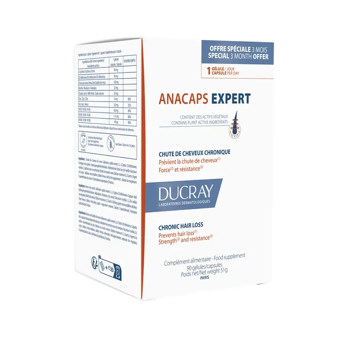 کپسول آناکپس اکسپرت دوکری فرانسه ۹۰ عددی Ducray Anacaps Expert